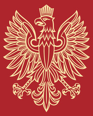 Fototapeta premium Polish Eagle Emblem with Crown and Wings Poland national symbol