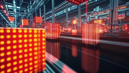 Modern factory conveyor boxes - Powered by Adobe