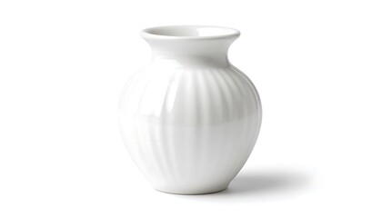 Elegant white ceramic vase with vertical ribbing detail