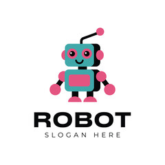 Vibrant robot logo, modern logo, unique logo