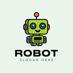 Cute robot logo, unique, modern icon