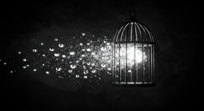 Dark cage, light escaping