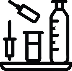 Injection tools syringe, ampoule, injection tray, alcohol swab.