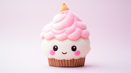 pink  cute cupcake with candle