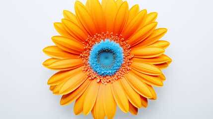 yellow gerbera flower on white background