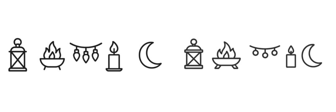 Outdoor night gathering with lanterns, flickering flames, and moonlit ambiance in a cozy setting