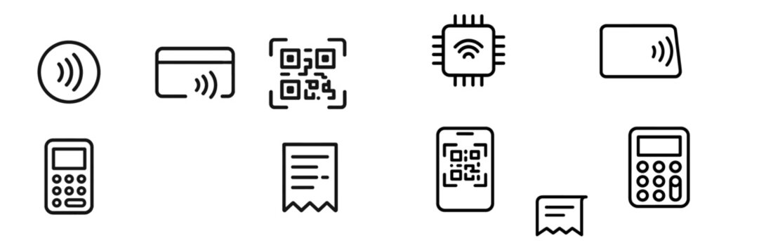 Symbols representing modern payment technology and contactless transactions in a digital landscape