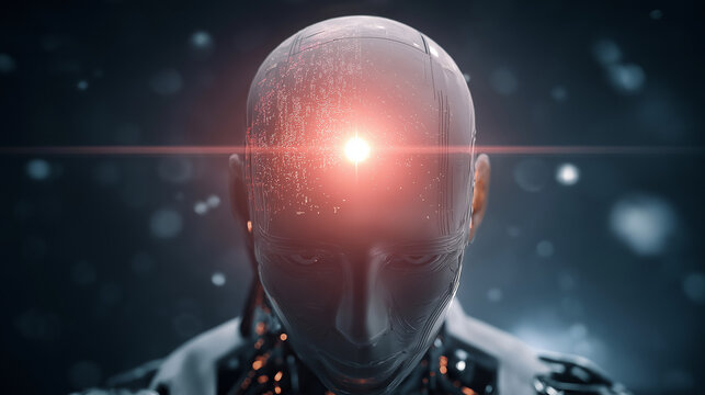 Futuristic robotic brain interface with AI, big data, deep learning, intelligent programming, and high-detail digital systems for future technology. - Powered by Adobe