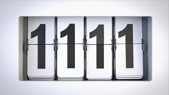 A close-up view of a mechanical display showing the number 1111