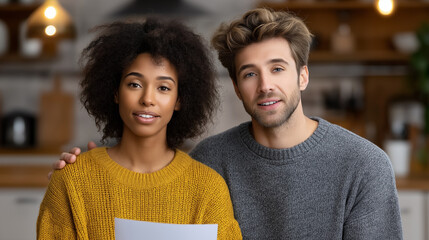 Financial Conflict Between a Black Woman and Caucasian Man in Kitchen