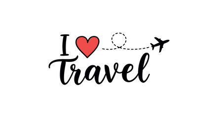 I love travel design with heart and airplane in minimalist style