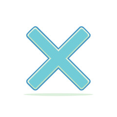 Obraz premium Stylized Plus Sign Symbol in Light Blue Colors with Rounded Edges, Math Symbol