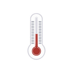 Mercury Thermometer Icon Showing Red Liquid Reading Indicator Displaying Level