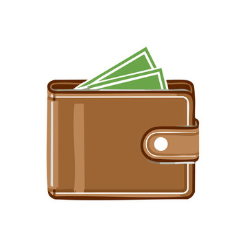 brown wallet with green money clip art preview