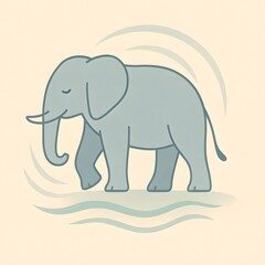 Fototapeta premium Gentle Elephant – Calm Vector Illustration of a Peaceful Walking Animal