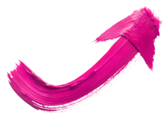 A vibrant pink paint brush stroke forming an upwardpointing arrow, symbolizing creative growth and progress, isolated on a transparent background