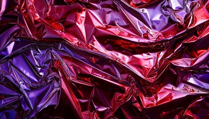 red violet crumpled foil photo abstract background