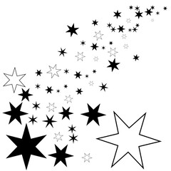 black stars on white background