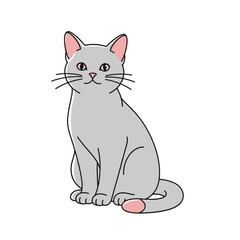 Obraz premium Playful Cat: A charming illustration of a gray cat in a sitting pose, showcasing its elegant posture and captivating presence.