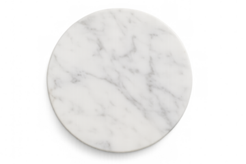 Circular marble surface with subtle gray veining, isolated on a transparent background, ideal for design and architectural projects