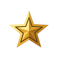 Obraz premium A single, shiny, golden star with a black outline, isolated on a clean white background.