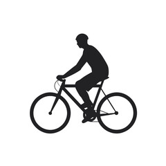 Fototapeta premium Cyclist Silhouette: A sleek, minimalist silhouette of a cyclist, embodying the spirit of cycling and outdoor activity, perfect for themes related to health, fitness, and travel.