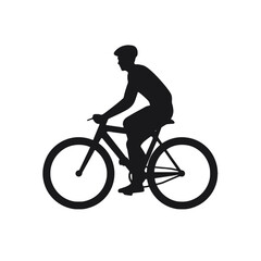 Fototapeta premium Silhouette Cyclist: A sleek silhouette captures a cyclist in motion on a modern bicycle. This minimalist design encapsulates the freedom and energy of cycling.