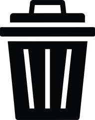 Minimalist black silhouette of a trash can icon a clean and simple design perfect for waste management recycling or environmental themes