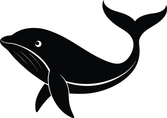 Obraz premium Minimalist black whale silhouette illustration perfect for ocean themes wildlife art and marine life designs featuring a clean modern aesthetic