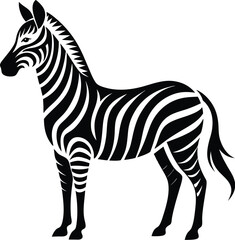 Obraz premium A striking minimalist illustration of a zebra s head and neck presented as a clean silhouette with bold black and white stripes perfect for graphic design projects