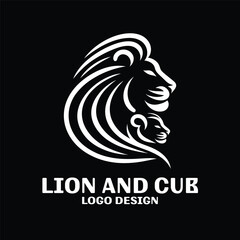 Lion And Cub Vector Logo Design 