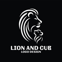 Lion And Cub Vector Logo Design 