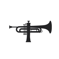 Naklejka premium Silhouette of a trumpet, a brass musical instrument, shown in profile view against a white background.