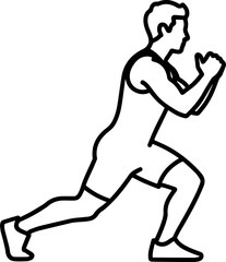 Line Art Illustration of a Man in a Lunge Position
