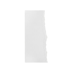 A single, isolated strip of transparent paper with a smooth, matte texture and meticulously torn edge, showcasing visible fibers, centered on an immaculate transparent background with expansive