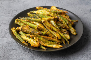 Homemade deep Fried Okra with herbs and spices.