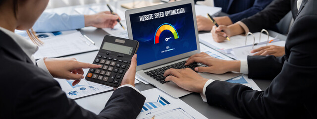 Business intelligence and data analysis concept. Analyst team working on financial data analysis...