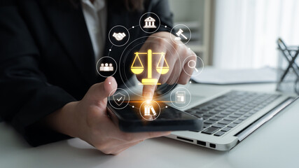 Justice system ensures legal governance and fairness. Justice system protects rights, system...