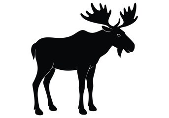 Vector art of a majestic moose silhouette with large antlers stands tall