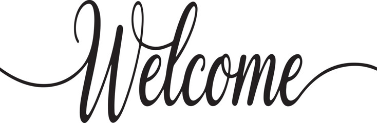 Elegant cursive welcome script calligraphy greeting