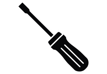 Vector art of a black silhouette of a screwdriver, isolated on a white background
