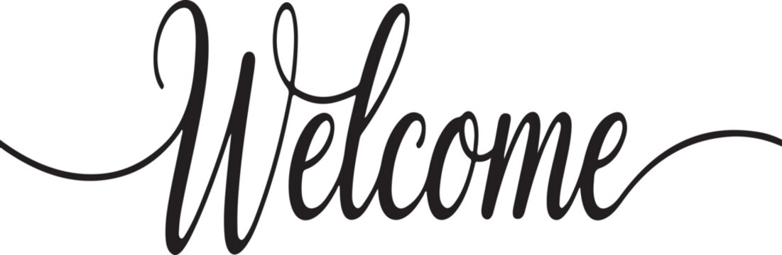 Elegant cursive welcome script calligraphy greeting