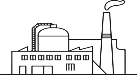 Obraz premium Industrial factory building with smoke plume chimney