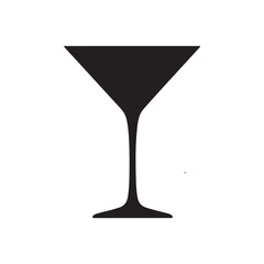 Silhouette of Martini glass vector flat illustration design