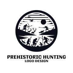 Prehistoric Hunting Vector Logo Design 