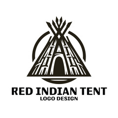 Red Indian Tent Vector Logo Design 
