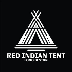 Red Indian Tent Vector Logo Design 