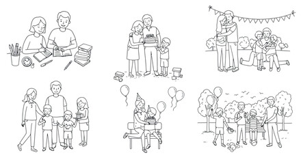 Obraz premium Business and finance icons set: charts, documents, gears, briefcases