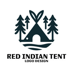 Red Indian Tent Vector Logo Design 