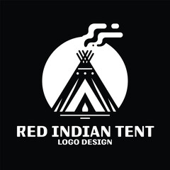 Red Indian Tent Vector Logo Design 